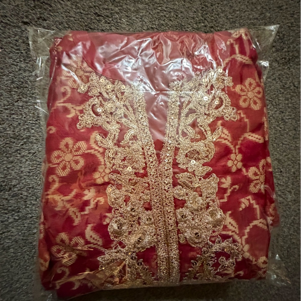 Bonanza Satrangi custom Red and Gold Embroidered Dress
NWOT
